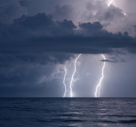 julyaugquiz A thunder and lightning storm at sea.