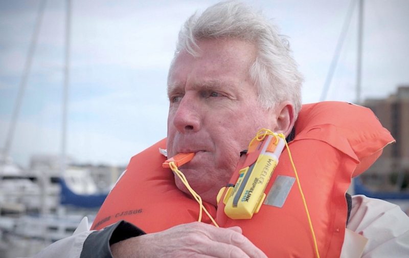 Boater wearing a life jacket